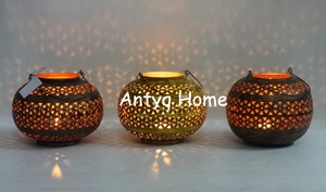 ANTYQ HOME Hierro antiguo Hecho a mano Durable Vela Pilar Titular Linterna Mesa Soporte de regalo decorativo para el hogar Navidad Pascua - Product Image 5