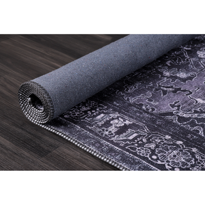 Alfombra lavable hecha a máquina con medallón geométrico negro tribal de Netline Home 1318 - Product Image 4
