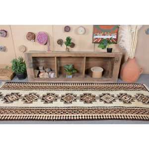 Tapis Vintage en Laine Turque 3.3 X 9.6ft Ethnique Patchwork Design Marron Beige Couleurs pour Décorations de Salon 4m Largeur 9x12 Latex - Product Image 4