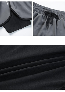 Amano Sports New 2025 Summer Two Piece Men's Beach Quick Dry Running Sports Black Shorts Pantalones cortos casuales 2 en 1 Pantalones - Product Image 2