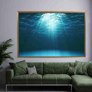 งานศิลปะบนผ้าใบพิมพ์ลาย: แสงแดดใต้น้ำ ตกแต่งสไตล์ชายฝั่ง,1P:กรอบสีทอง - Product Image 1