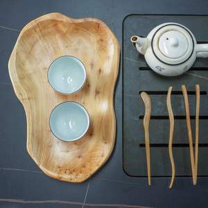 Plato de Madera Hecho a Mano Único para Servir Verduras y Frutas, Plato de Exhibición Vintage con Anillo, Obra de Arte Tallada a Mano, Bandejas Pequeñas para Alimentos, Proveedor - Product Image 3