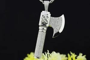 จี้เพชรโมอิสซาไนต์รูปขวานไวกิ้งแบบสั่งทำพิเศษ เครื่องประดับฮิปฮอป ของขวัญสำหรับเขา - Product Image 6