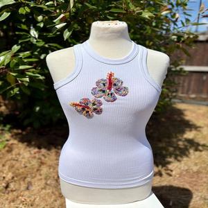 Stylish seed bead <b>beaded</b> embroidered tank <b>top</b> modern casual wear Boho seed beads embroidery tank <b>top</b> lightweight design - Product Image 2