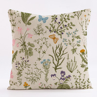 Housse de coussin carrée décorative en lin à motif végétal rétro minimaliste pour Noël, idéale pour canapé, lit et décoration intérieure