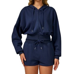 Logo personnalisé imprimé dames polaire Crop Top Streetwear Sweat à capuche à manches longues col rond Sweatshirt pulls à capuche pour femmes - Product Image 6