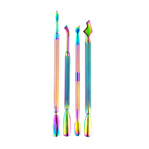 MORGANS INDUSTRIES Dual-End Stainless Steel <b>Nail</b> Cuticle Pusher Set Reusable Durable Manicure <b>Tool</b> Rainbow Color - Product Image 1