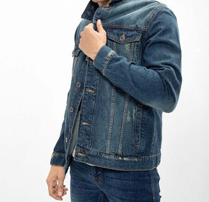 Veste en jean décontractée d'hiver de qualité supérieure pour hommes, couleur personnalisée, broderie, 100% coton biologique, coupe-vent, respirante, écologique - Product Image 3