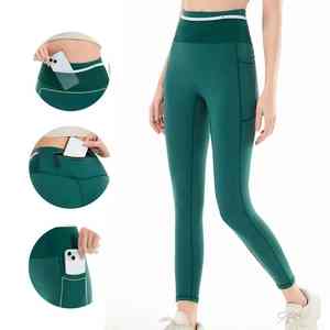 Leggings de course Marathon grande taille pour femmes avec 6 poches pochette pour téléphone collants de Compression à séchage rapide pour Tennis Yoga Fitness - Product Image 1