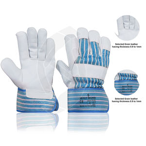 Tela transpirable azul de alta calidad con puños Guantes de trabajo de cuero de grano de vaca Anti-Corte 4 5 PPE Guantes de trabajo múltiples de seguridad - Product Image 1