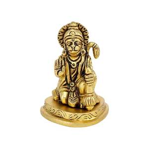 Figurine d'idole Lord Hanuman en laiton poli avec gravure - Product Image 3