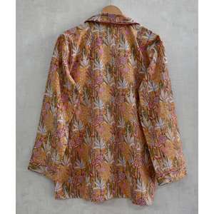 Conjunto de Pijama de Algodón Floral Casual de Verano para Mujer, Estampado a Mano, Ropa de Dormir de Lujo, Transpirable, de Secado Rápido, Traje de Dormir Suave - Product Image 4