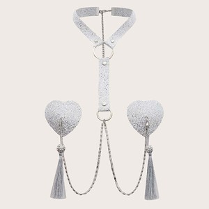 Chaîne de corps sexy à pampilles avec strass en forme de cœur et paillettes pour femme, idéale pour les soirées - Product Image 2