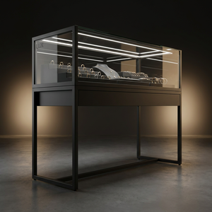 Vitrine de luxe moderne en verre trempé avec éclairage LED, personnalisée, pour bijoux dans les centres commerciaux de luxe - Product Image 1