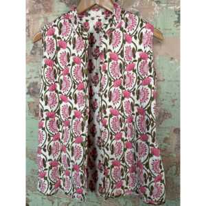 Chaleco Estilo Mughal con Estampado Artesanal, Ropa de Abrigo para Primavera/Verano, para Oficina, Temporada de Invierno, Decoración con Botones, Cinturón, Tejido de Lana - Product Image 1