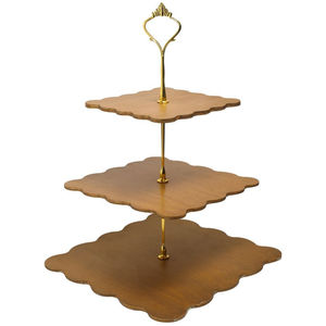 Marvelous Design Square Curved Shape Wooden Cake Stand Table Top <b>Sweet</b> Dessert Display for Wedding and All Events Cake Stand - Product Image 1