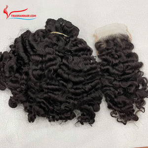 Pelo de trama rizado peludo 100% extensiones de cabello humano vietnamita crudo de buena calidad con precio de fábrica color natural - Product Image 5