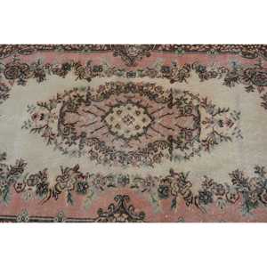Turkish Vintage Area Rug 3.8x6.9 ft, <b>Brown</b> Pink Moroccan Rug - Product Image 5