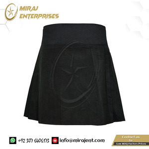 Falda escocesa de tartán de alta calidad hecha a medida para mujer Falda escocesa plisada hasta la rodilla en negro - Product Image 4