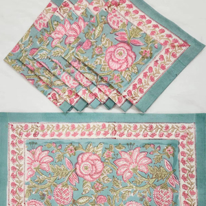 Fabriqués à la main 100% coton napperons traditionnels Jaipur ethnique indien Design motif floral bloc à la main imprimé Table à manger tapis - Product Image 1