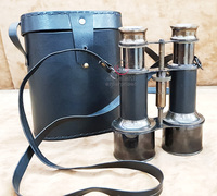 Jumelles nautiques artisanales Tanishka Exports en laiton avec étui en cuir véritable, finition noire antique, idéales pour l'observation des oiseaux