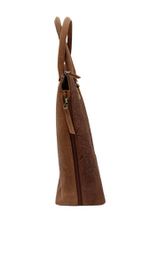 กระเป๋าโท้ทหนังแท้สีน้ำตาลน้ำตาลน้ำตาลสำหรับผู้หญิงปรับแต่งได้ทันสมัยพิมพ์ดิจิตอลปักด้วยซิปปิดคู่สำหรับแล็ปท็อป - Product Image 5