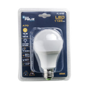 Bombilla LED Residencial A70 Redonda 15W Luz Cálida/Amarilla 3000K Base Grande E27 Paquete de 6 Don Feliz - Product Image 1