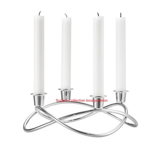 Portavelas de plata decorativa de Navidad al por mayor, candelabros de hierro económicos para mesa, portavelas de Metal Premium - Product Image 3