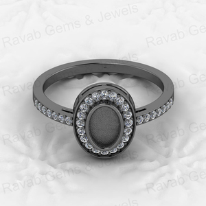 Genuine 925 Solid Sterling Silver High Quality 6x4mm Semi Mount <b>Blank</b> Bezel Setting Halo <b>Ring</b> Breastmilk Keepsake Resin Jewelry - Product Image 3