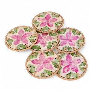 ที่รองแก้วหวายทำมือ ลายมุก สำหรับเสิร์ฟชา กาแฟ และตกแต่งโต๊ะอย่างมีสไตล์ - Product Image 1