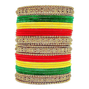 Style indien mariage ethnique velours verre bracelets à la main dames mode haute qualité écologique à la mode bracelets ensembles - Product Image 2