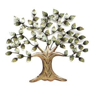 Classique arbre Design mur Arts pour la maison hôtel salon chambre décoration murale couleur or et vert Unique métal mur Art décor à la maison - Product Image 1