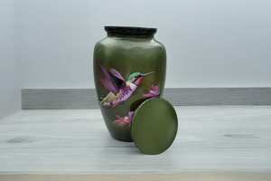 Urnes funéraires pour crémation, design cardinal élégant, grande taille, 26 cm de haut, avec sac en velours, urne verte - Product Image 2