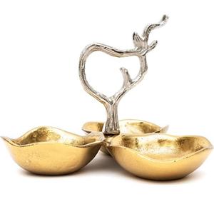 Support design pour maison hôtel cuisine restauration fruits salade mélange bol profond forme de fleur finition antique bol à fruits en métal - Product Image 5