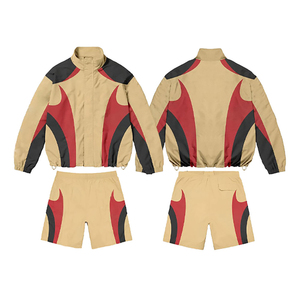 2025 Custom unique Color design Windbreaker <b>Shorts</b> Set Men Hip Hop Streetwear Outdoor <b>Zip</b> Wind Jacket Made By Sports - Product Image 3