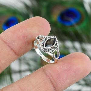 Clásico mejor diseño anillo de cuarzo ahumado Natural anillo hecho a mano 925 sólida plata esterlina 925 Plata estampada joyería de plata hecha a mano - Product Image 3