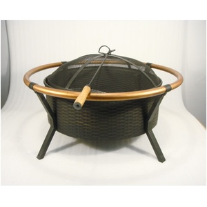 Copper Round Iron <b>Fire</b> <b>Pit</b> With Spark Screen & Poker For Home Garden Indoor Outdoor Decorative Wood Burning <b>Fire</b> <b>Pit</b> - Product Image 1