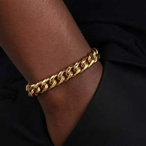 สร้อยข้อมือทองคำ 14K ลายคิวบัน ขนาด 10 มม. สำหรับโอกาสเป็นของขวัญ - Product Image 5