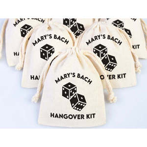 Custom Hangover Kit <b>Bags</b> Organic Cotton Party Recovery Pouch for Bachelorette Survival Screen Printed Clothing and Craft Usage - Product Image 3