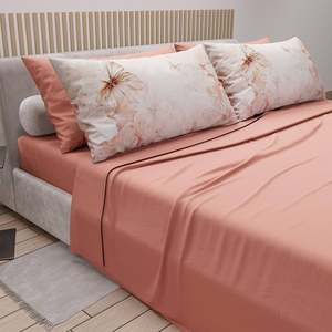 Juego de Sábanas Modernas Europeas Americanas de 6 Piezas, Sábanas Sólidas con Fundas de Almohada Estampadas, Microfibra de 300 Hilos, Material Refrescante Sin Arrugas - Product Image 2