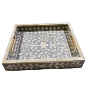 ถาดกระดูกอันดับสูงปี 2024 ฝังกระดูกอินเดียถาดตกแต่งสีเทาทรงกลมสําหรับ Eid พิเศษและรอมฎอน - Product Image 1