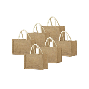 Nouveau design sac en toile de jute de couleur naturelle fourre-tout en jute pour emballage de cadeaux de mariage taille personnalisée impression de logo sacs à provisions en jute - Product Image 6