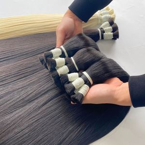 Venta al por mayor de 8 pulgadas estirado 12 paquete formato Super doble dibujado a granel crudo Remy vietnamita extensiones de cabello humano - Product Image 6
