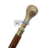 Canne de marche vintage en laiton poli et bois, style nautique antique, faite à la main, durable, 39 pouces, avec poignée décorative en bois brun, pour personnes âgées