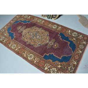 พรมตุรกีโบราณพื้นที่ขนาดใหญ่3.8 x 7ft แบบคลาสสิกงานเย็บปะสีแดงขนแกะขนาด10มม. สำหรับตกแต่งห้องโถงห้องนอน - Product Image 4