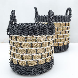 Panier en tissu tissé de conception moderne faite à la main poignée en jonc de mer capacité de 10kg pour le stockage à la maison de l'hôtel boîte décorative élégante emballée - Product Image 2
