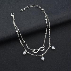 Chaînes de cheville double couche tendance en forme de 8, bijoux de cheville - Product Image 3