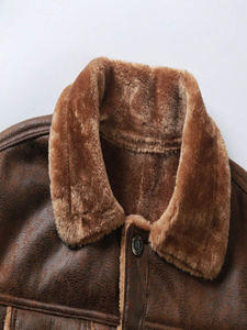 Chaqueta de piel de imitación de cerdo para hombre, cremallera diagonal, solapa grande, talla europea, chaquetas de cuero de moda coreana para hombre - Product Image 4