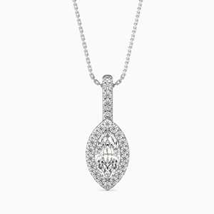 Collier pendentif solitaire serti de diamants de laboratoire taille marquise 1 ct, en or massif 14 carats, avec diamant certifié IGI - Product Image 3