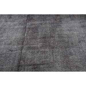 พรมตุรกีขนาด 6.1x9.7 ฟุต พรมวินเทจ พรมลายปะติดสีเทา ทำจากขนสัตว์ - Product Image 5